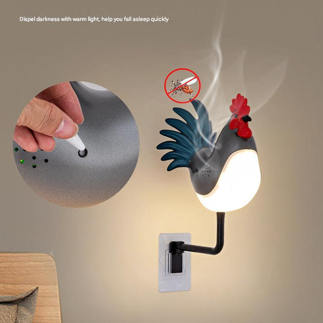 Brown USB Rechargeable Rooster Wall Lamp with Sound Aromatherapy and Decorative Design Creative Nightlight.