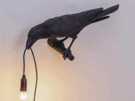 Black Bird Right Wall Lamp Nordic Resin Bird Wall Lamp Creative Animal Bedside USB Night Light Stylish Bird Perched Lamp.