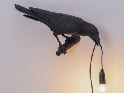 Black Bird Left Wall Lamp Nordic Resin Bird Wall Lamp Creative Animal Bedside USB Night Light.