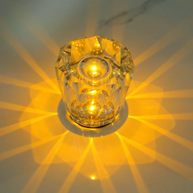 Crystal LED Table Lamp with Starburst Effect Rechargeable Portable Design Type B 90mm H 85mm W.