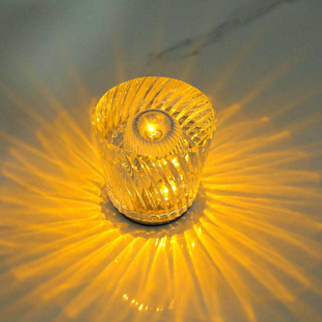 Crystal LED Table Lamp with Starburst Effect Rechargeable and Portable Design Type C 90mm H *88mm W.