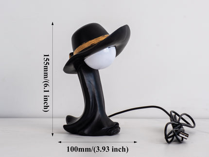 Black Creative Cowboy Hat USB Table Lamp for Home and Office Decor.