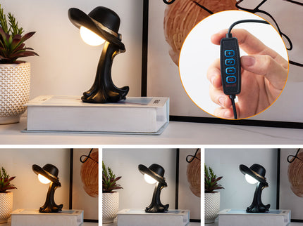 Black Creative Cowboy Hat USB Table Lamp for Home and Office Decor.