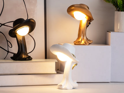 White Creative Cowboy Hat USB Table Lamp for Home and Office Decor.