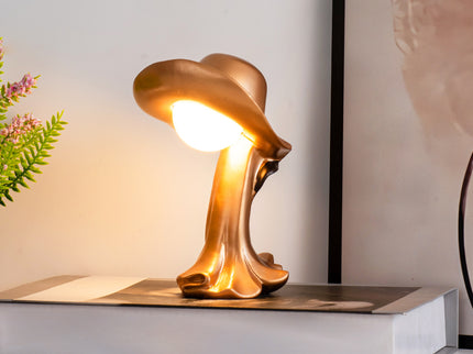 Gold Creative Cowboy Hat USB Table Lamp for Home and Office Decor.