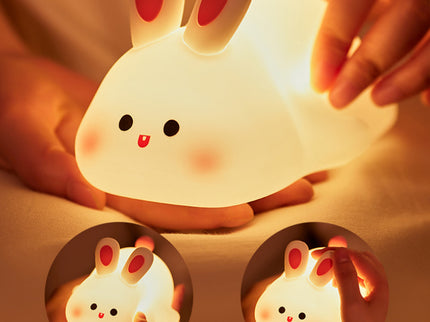 Cute Silicone Rabbit Night Light with Voice Control