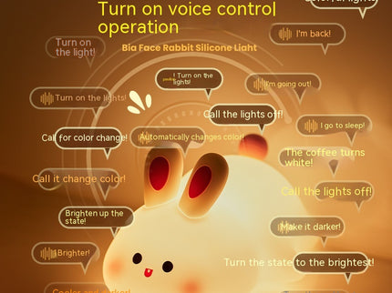 Cute Silicone Rabbit Night Light with Voice Control