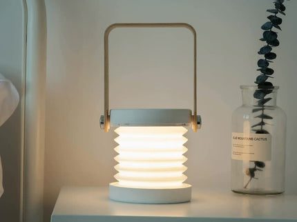 Gray Transformable Lantern Desk Lamp with USB Rechargeable Battery - Touch Control, 3 Brightness Levels, 0.3W