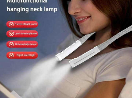 Black Hands-Free Adjustable LED Neck Reading Light with 3 Modes for Night Walking and Reading.