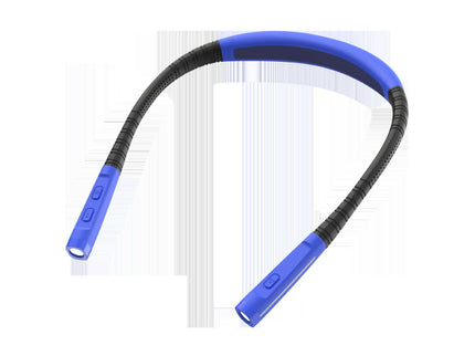 Blue Hands-Free Adjustable LED Neck Reading Light with 3 Modes for Night Walking and Reading.