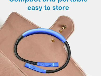 Blue Hands-Free Adjustable LED Neck Reading Light with 3 Modes for Night Walking and Reading.