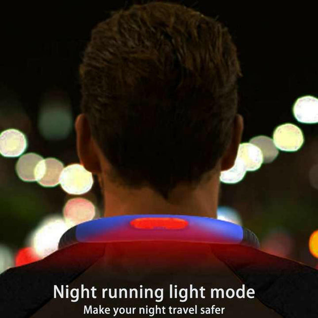 Blue Hands-Free Adjustable LED Neck Reading Light with 3 Modes for Night Walking and Reading.