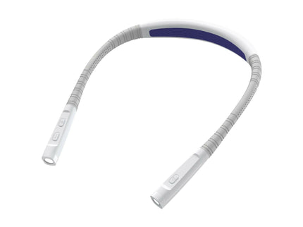 White Hands-Free Adjustable LED Neck Reading Light with 3 Modes for Night Walking and Reading.