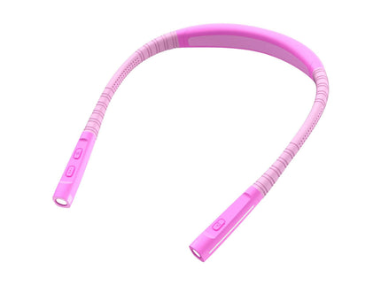 Pink Hands-Free Adjustable LED Neck Reading Light with 3 Modes for Night Walking and Reading.