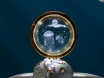 Medusa Galaxy Astronaut LED Night Light - Decorative Space-Themed Lamp with Starry Globe