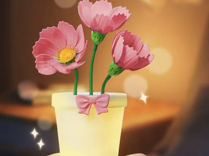 Pink Flowers Silicone Touch Flower Aromatherapy Night Light Pot - Romantic Home Decor for Kids and Adults