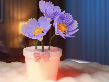 Purple Flowers Silicone Touch Flower Aromatherapy Night Light Pot - Romantic Home Decor for Kids and Adults