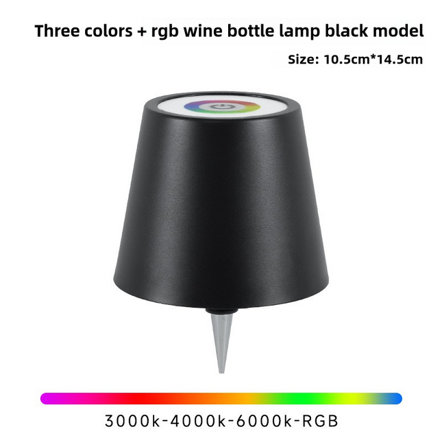 Black RGB Color-Changing LED Bottle Lamp Adjustable Smart Lighting for Home Decor.