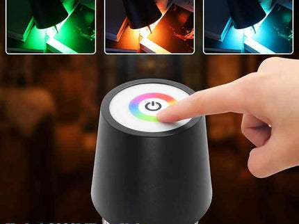 Black RGB Color-Changing LED Bottle Lamp Adjustable Smart Lighting for Home Decor.