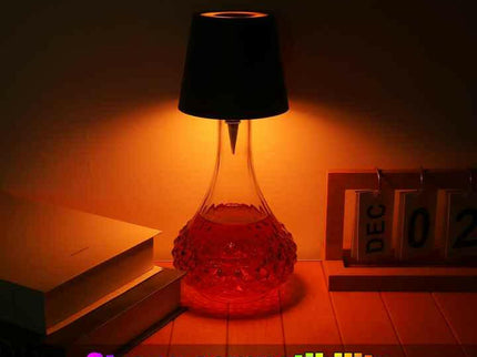 Black RGB Color-Changing LED Bottle Lamp Adjustable Smart Lighting for Home Decor.