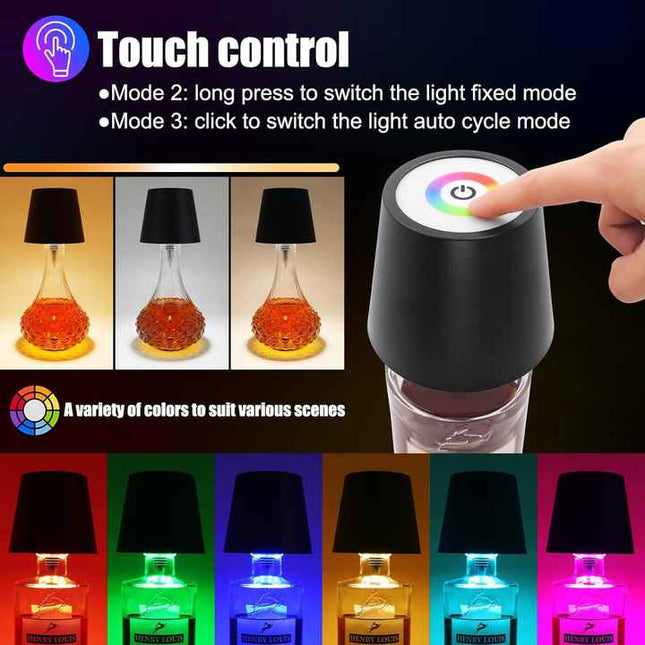 White RGB Color-Changing LED Bottle Lamp - Adjustable Smart Lighting for Home Decor