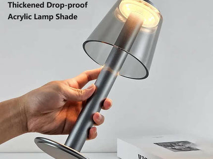 Gold Stylish Transparent Desk Lamp with Touch Control LED and Type-C Charging.