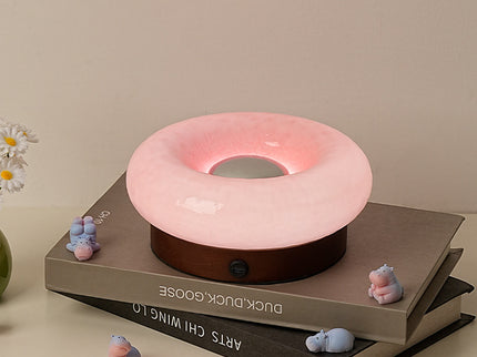Pink Donut Table Lamp Rechargeable Touch Control LED for Kids and Bedroom.