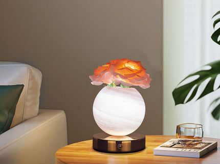 Pink Dreamy Rose Planet Lamp Night Light - Elegant 21cm USB-Charged 3-Color Touch Dimming Decor Gift