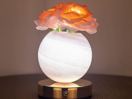 Pink Dreamy Rose Planet Lamp Night Light - Elegant 21cm USB-Charged 3-Color Touch Dimming Decor Gift