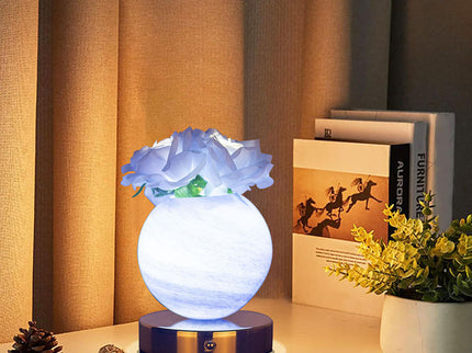 Blue Dreamy Rose Planet Lamp Night Light - Elegant 21cm USB-Charged 3-Color Touch Dimming Decor Gift