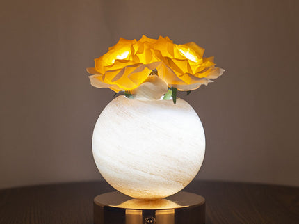 Champagne Dreamy Rose Planet Lamp Night Light - Elegant 21cm USB-Charged 3-Color Touch Dimming Decor Gift