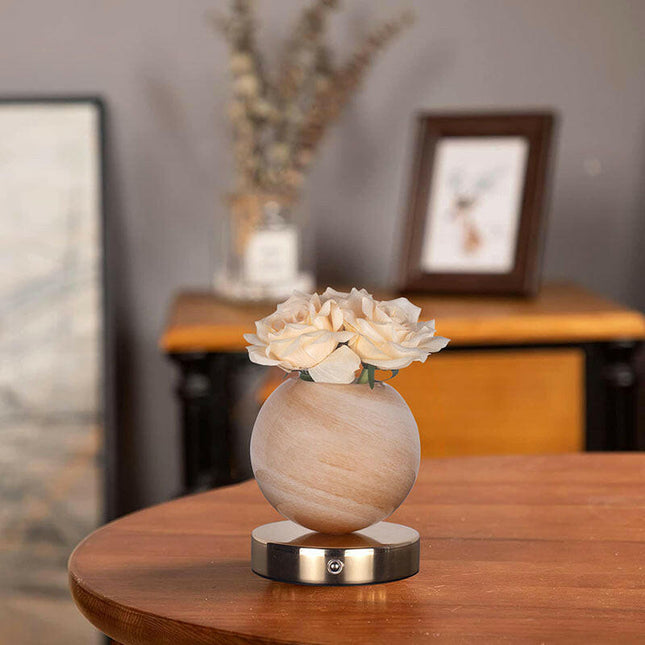 Champagne Dreamy Rose Planet Lamp Night Light - Elegant 21cm USB-Charged 3-Color Touch Dimming Decor Gift.