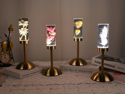 Dogtail Grass Eternal Flower Acrylic Table Lamp - Color-Changing LED, USB Rechargeable, Touch Control