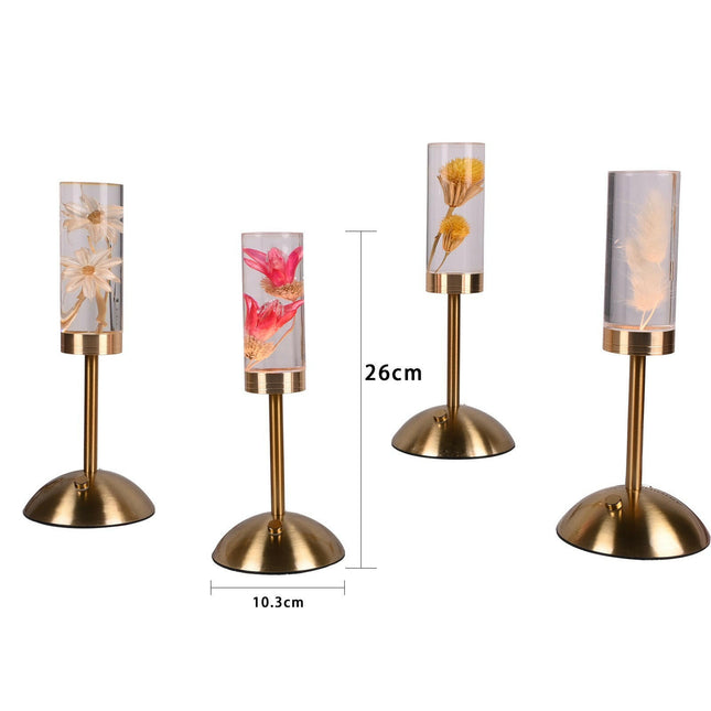 Dogtail Grass Eternal Flower Acrylic Table Lamp Color-Changing LED USB Rechargeable Touch Control.