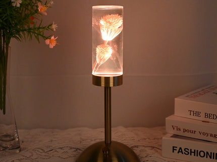 Dandelion Grass Eternal Flower Acrylic Table Lamp - Color-Changing LED, USB Rechargeable, Touch Control