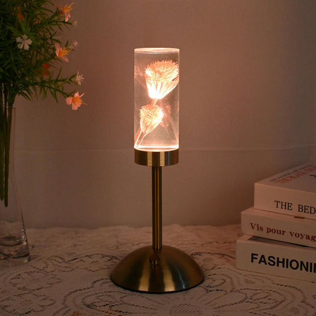 Dandelion Grass Eternal Flower Acrylic Table Lamp Color Changing LED USB Rechargeable Touch Control.