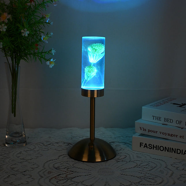 Dandelion Grass Eternal Flower Acrylic Table Lamp - Color-Changing LED, USB Rechargeable, Touch Control
