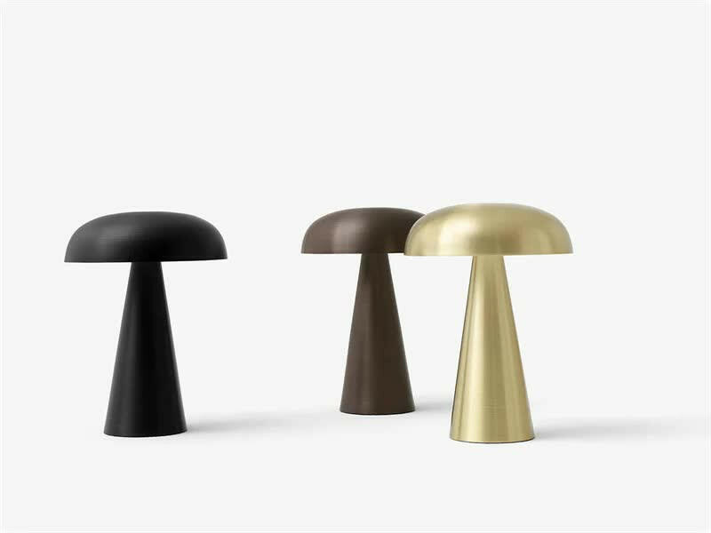 Bronze Metal Mushroom Table Lamp Rechargeable Touch Control Ambient Light with Remote.