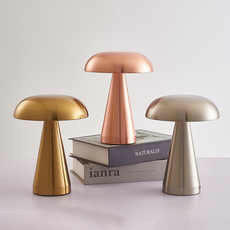 Bronze Metal Mushroom Table Lamp Rechargeable Touch Control Ambient Light with Remote.