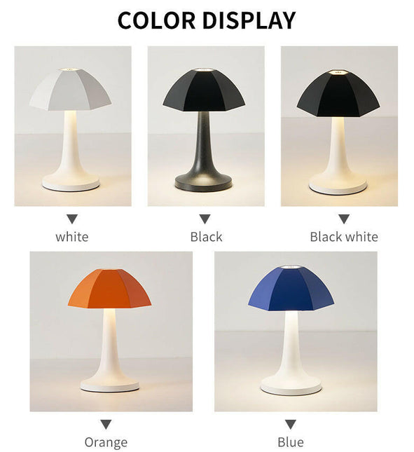Blue And White Nordic Umbrella Mushroom Table Lamp Dimmable Ambient Light.
