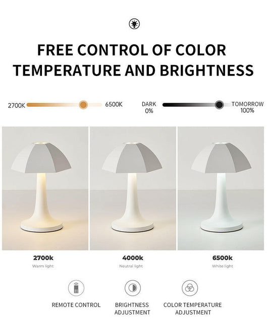 Blue And White Nordic Umbrella Mushroom Table Lamp Dimmable Ambient Light.