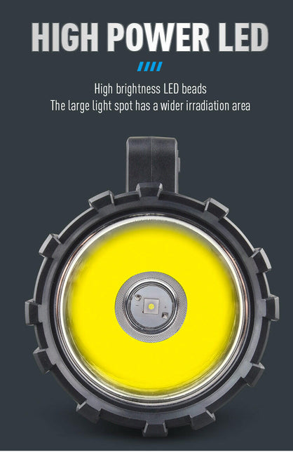 Black LED Searchlight Rechargeable Handheld Spotlight with 500m Range.