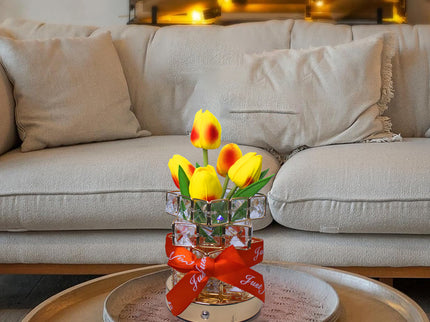 Orange tulips LED Crystal Flower Table Lamp - USB Rechargeable Touch Control Night Light