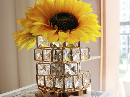 Sunflower LED Crystal Flower Table Lamp - USB Rechargeable Touch Control Night Light