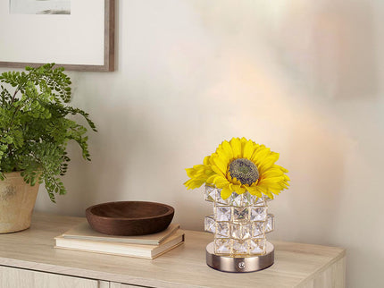 Sunflower LED Crystal Flower Table Lamp - USB Rechargeable Touch Control Night Light