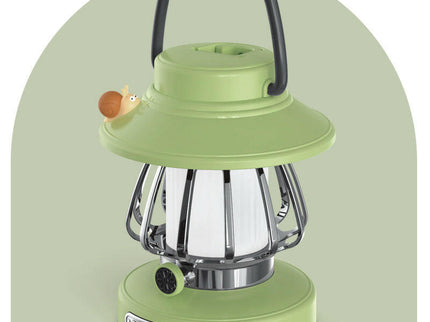 Green Retro Snail Night Light Portable Camping Lantern with Hook 3-Color Dimming.