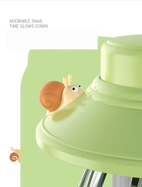 Green Retro Snail Night Light Portable Camping Lantern with Hook 3-Color Dimming.