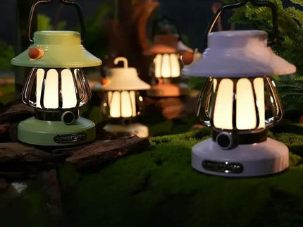 Green Retro Snail Night Light Portable Camping Lantern with Hook 3-Color Dimming.