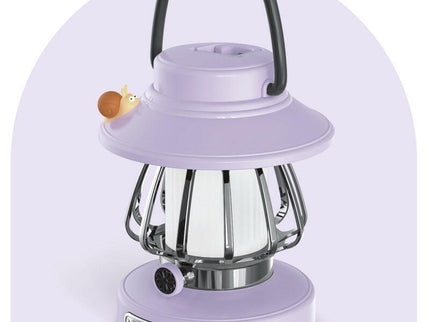 Purple Retro Snail Night Light Portable Rechargeable Camping Lantern with Hook 3-Color Dimming.
