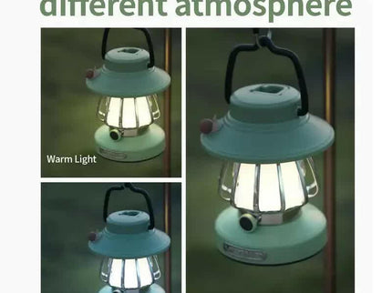 Purple Retro Snail Night Light Portable Rechargeable Camping Lantern with Hook 3-Color Dimming.